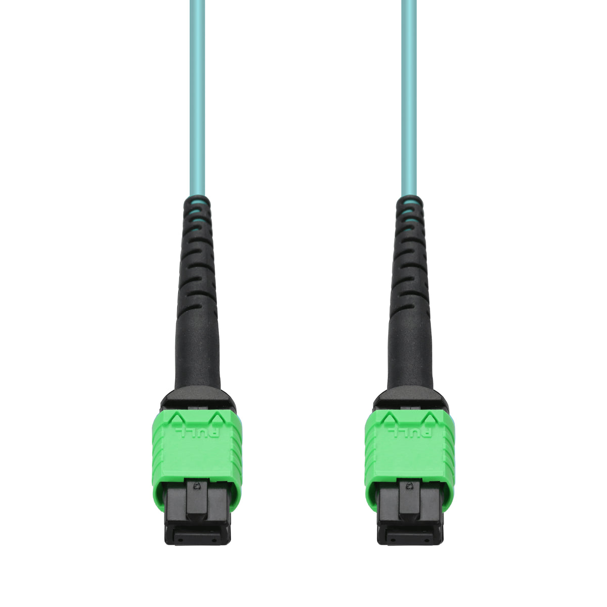 2m MPO/APC to MPO/APC Aqua OM4 OFNP (Plenum-Rated) 16-Strand Fiber Patch Cable
