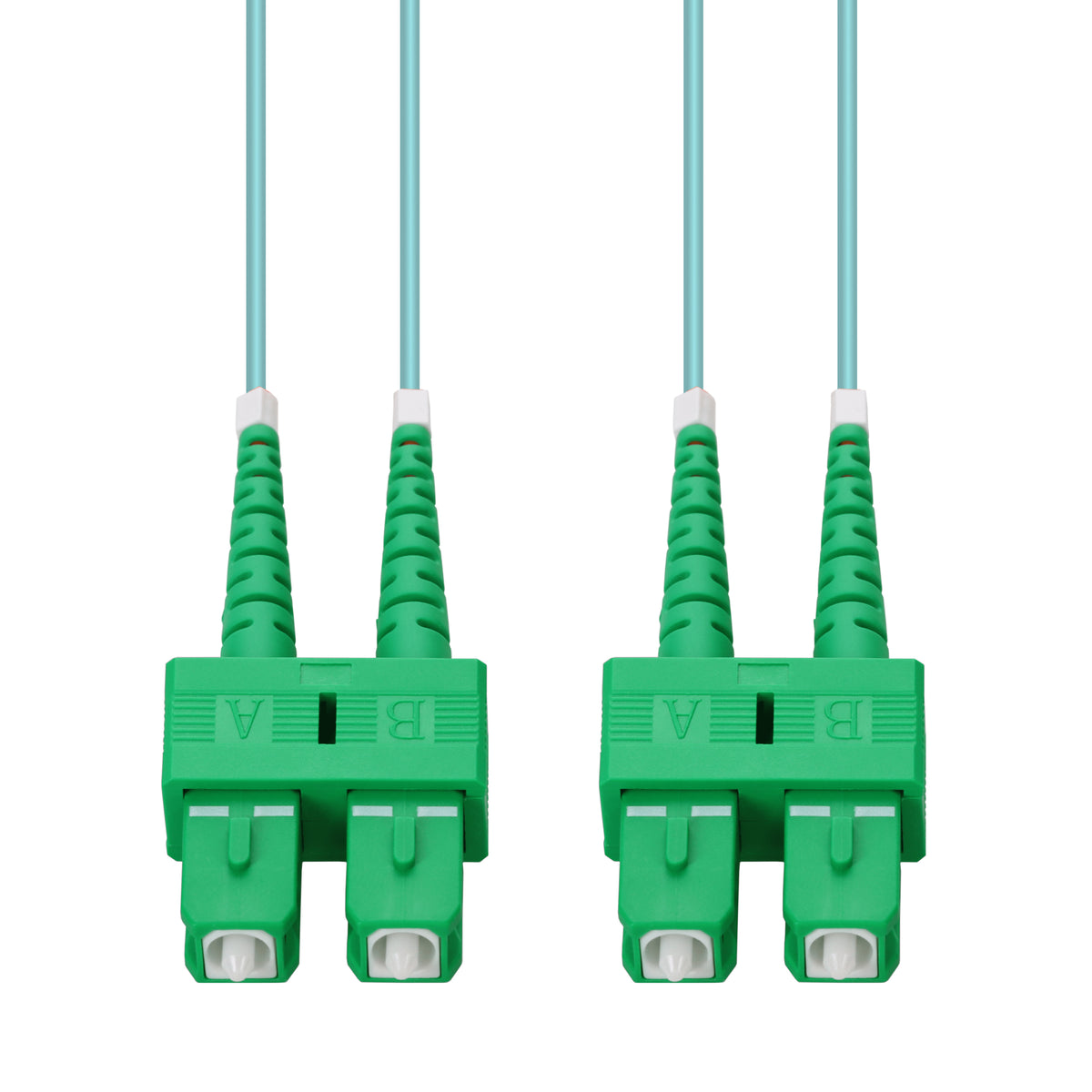 25m ASC to ASC Aqua OM4 Duplex OFNR (Riser-Rated) Fiber Patch Cable
