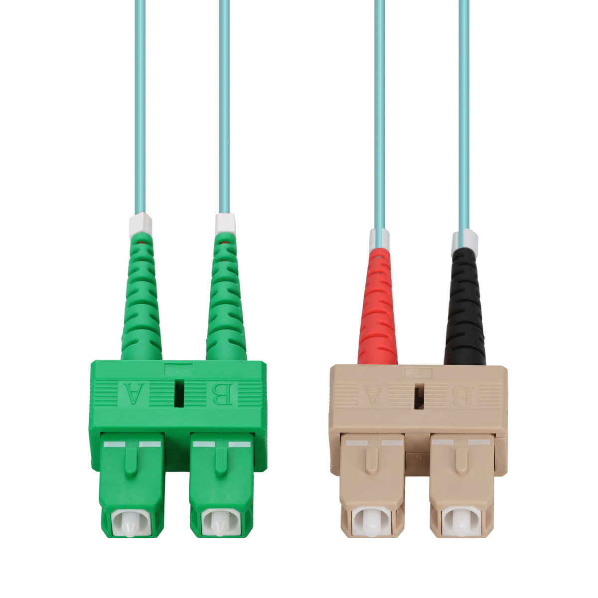 25m ASC to SC Aqua OM4 Duplex LSZH Fiber Patch Cable