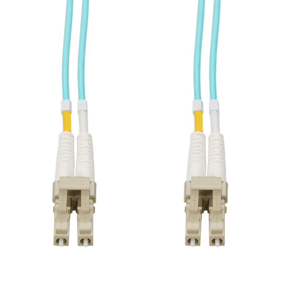 10m LC to LC Aqua OS2 Duplex OFNR (Riser-Rated) SMF Fiber Patch Cable