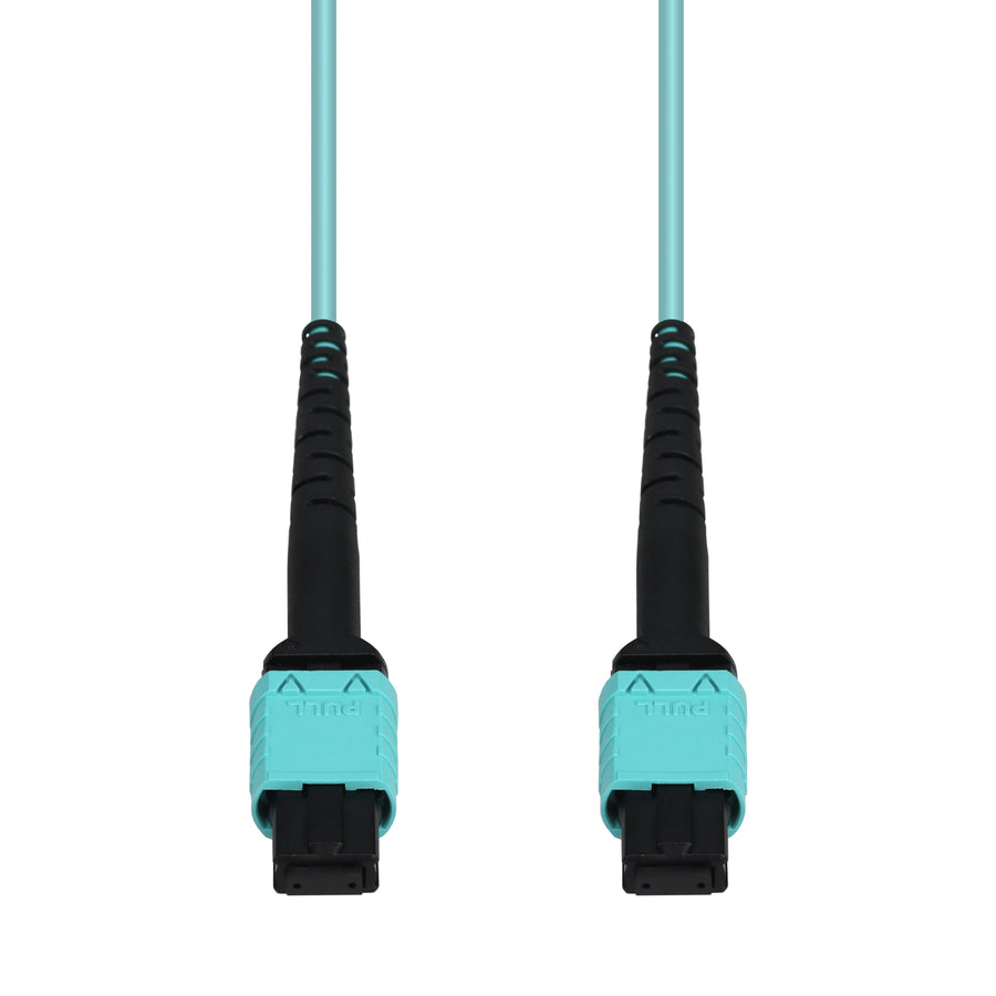 1m MPO/UPC to MPO/UPC Aqua OM3 OFNR (Riser-Rated) 12-Strand Fiber Patch Cable
