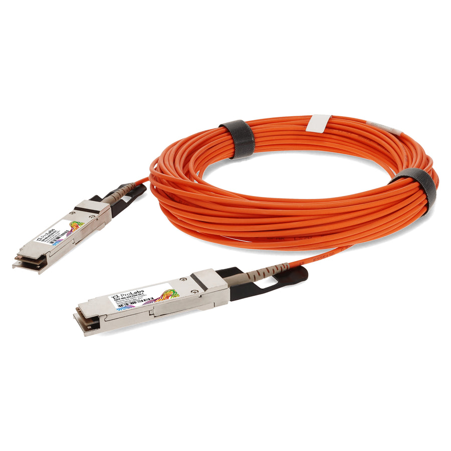 Prolabs MSA and TAA Compliant 40GBase-AOC QSFP+ to QSFP+ Orange Active Optical Cable (850nm, MMF, 25m)