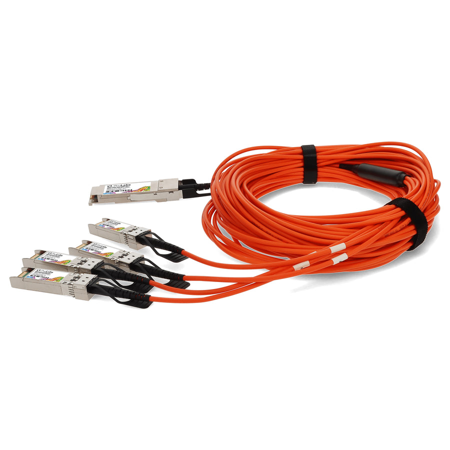 Prolabs MSA and TAA Compliant 40GBase-AOC QSFP+ to 4xSFP+ Orange Active Optical Cable (850nm, MMF, 20m)