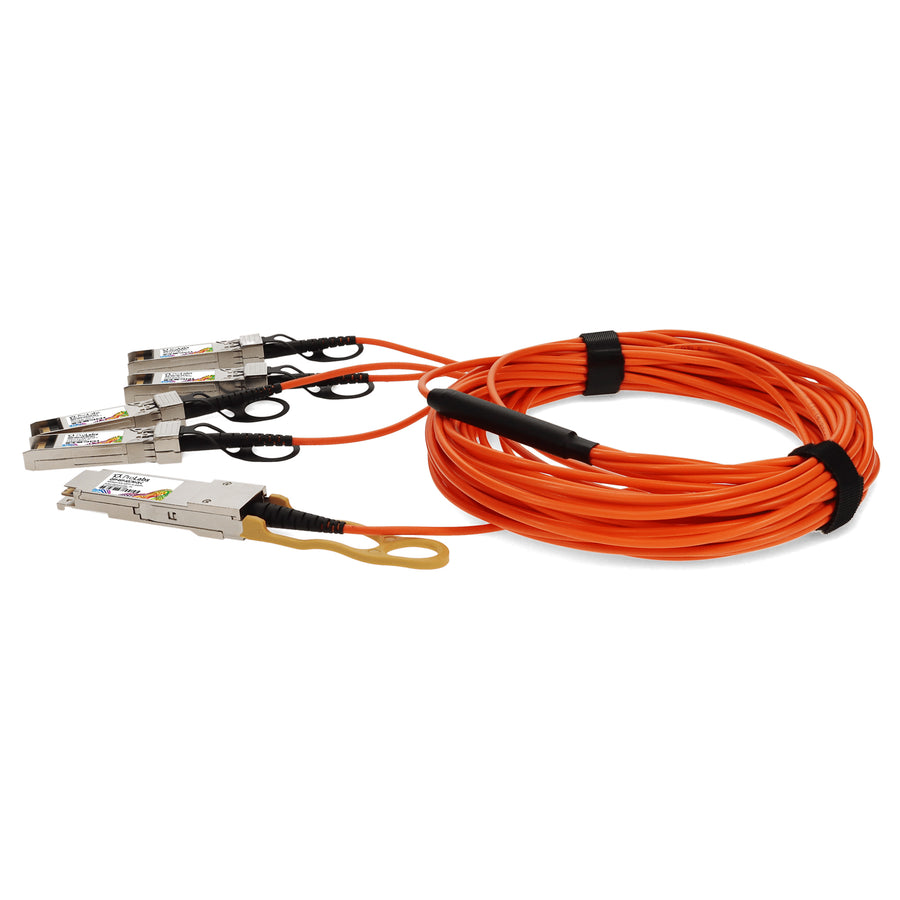 Prolabs MSA and TAA Compliant 40GBase-AOC QSFP+ to 4xSFP+ Orange Active Optical Cable (850nm, MMF, 7m)