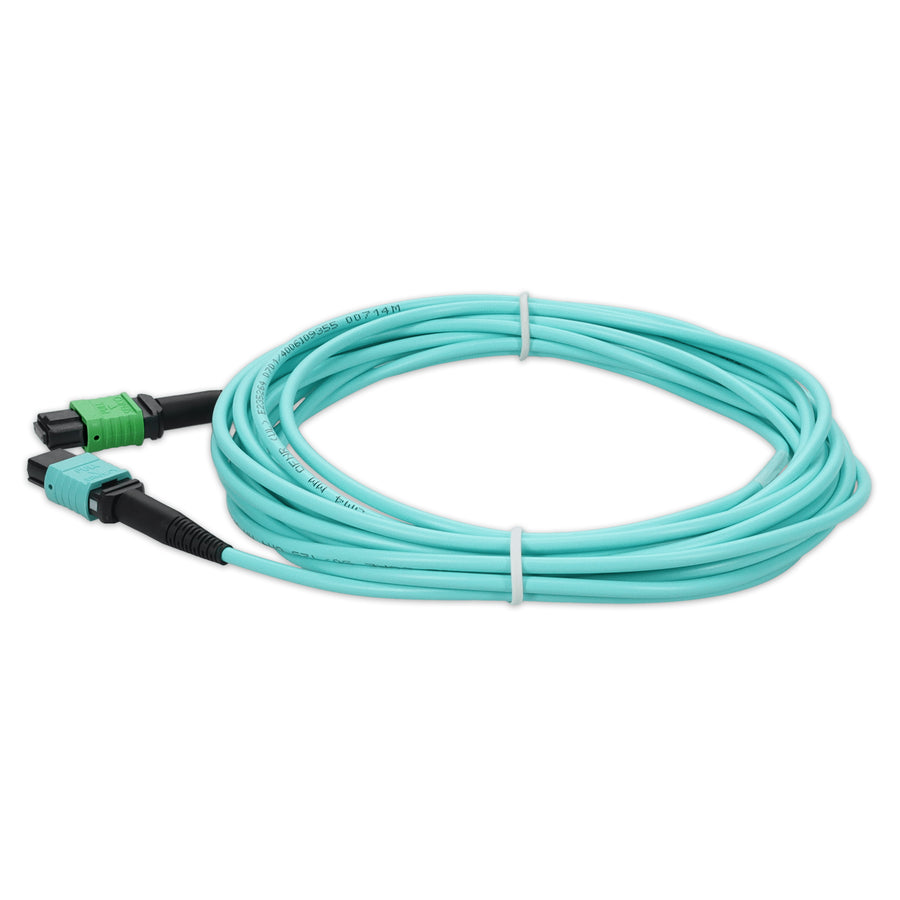 5m MPO/APC to MPO/UPC Aqua OM4 LSZH 12-Strand Fiber Patch Cable