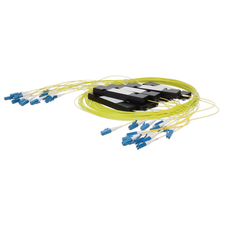 1m LC to 2xLC Yellow OS2 Simplex OFNR (Riser-Rated) SMF Fiber Colorless Splitter Cable with 50/50 Ratio