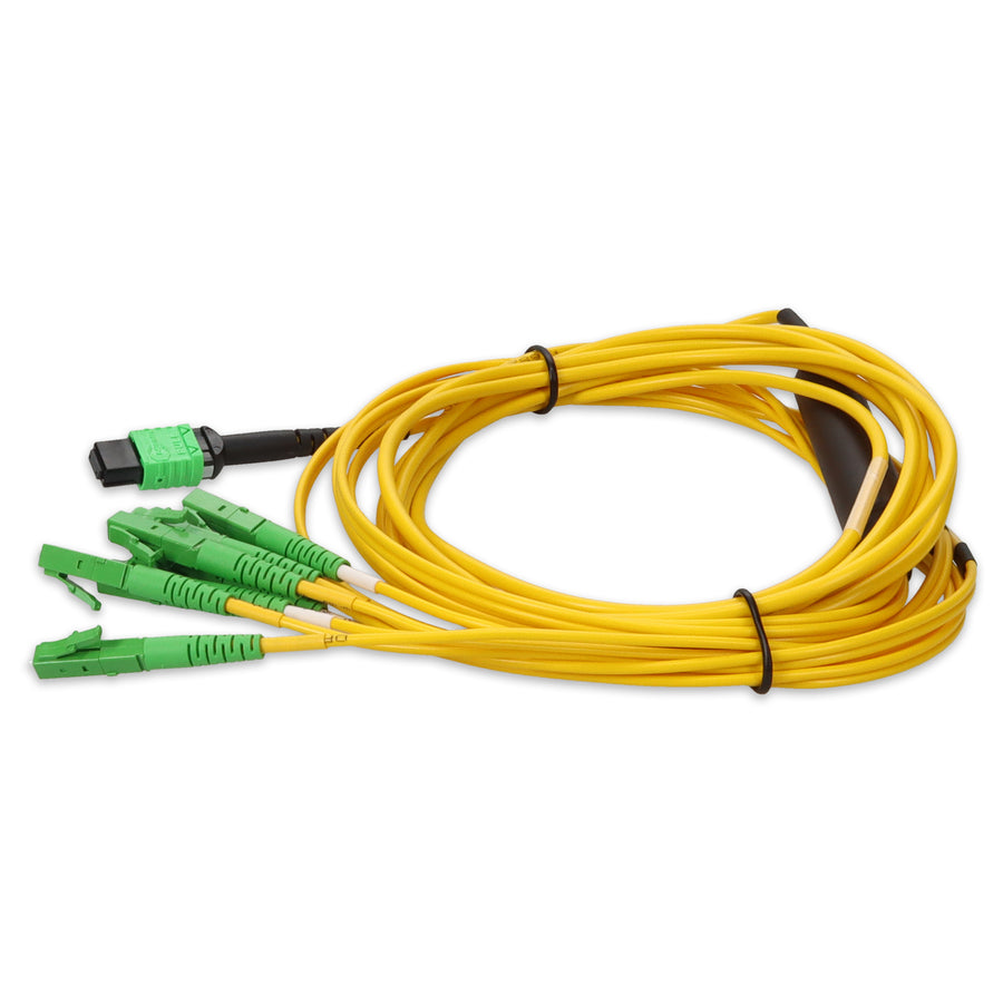 2m MPO/APC to 4xALC Duplex (8xALC)/APC Yellow OS2 OFNR (Riser-Rated) 8-Strand SMF Fiber Fanout Cable