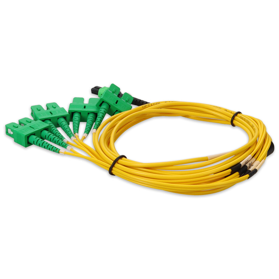 2m MPO/APC to 4xASC Duplex (8xASC)/APC Yellow OS2 OFNR (Riser-Rated) 8-Strand SMF Fiber Fanout Cable