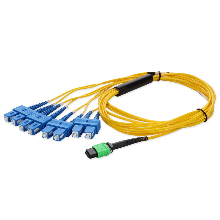 3m MPO/APC to 4xSC Duplex (8xSC)/UPC Yellow OS2 OFNR (Riser-Rated) 8-Strand SMF Fiber Fanout Cable