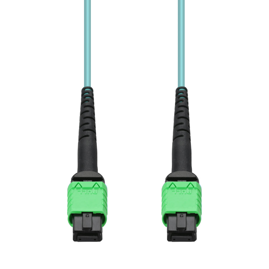  20m MPO/APC to MPO/APC Aqua OM4 OFNR (Riser-Rated) 16-Strand Fiber Patch Cable