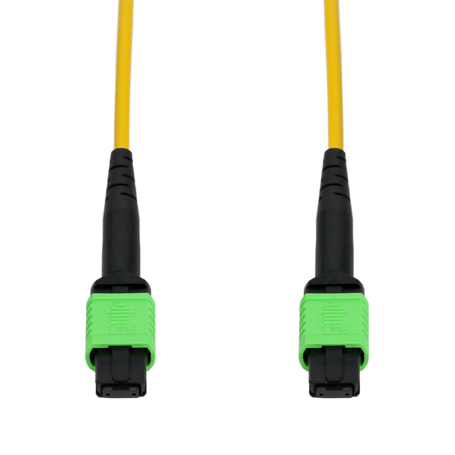  7m MPO/APC to MPO/APC Yellow OS2 Duplex OFNR (Riser-Rated) 12-Strand SMF Type-A (Straight) Fiber Patch Cable