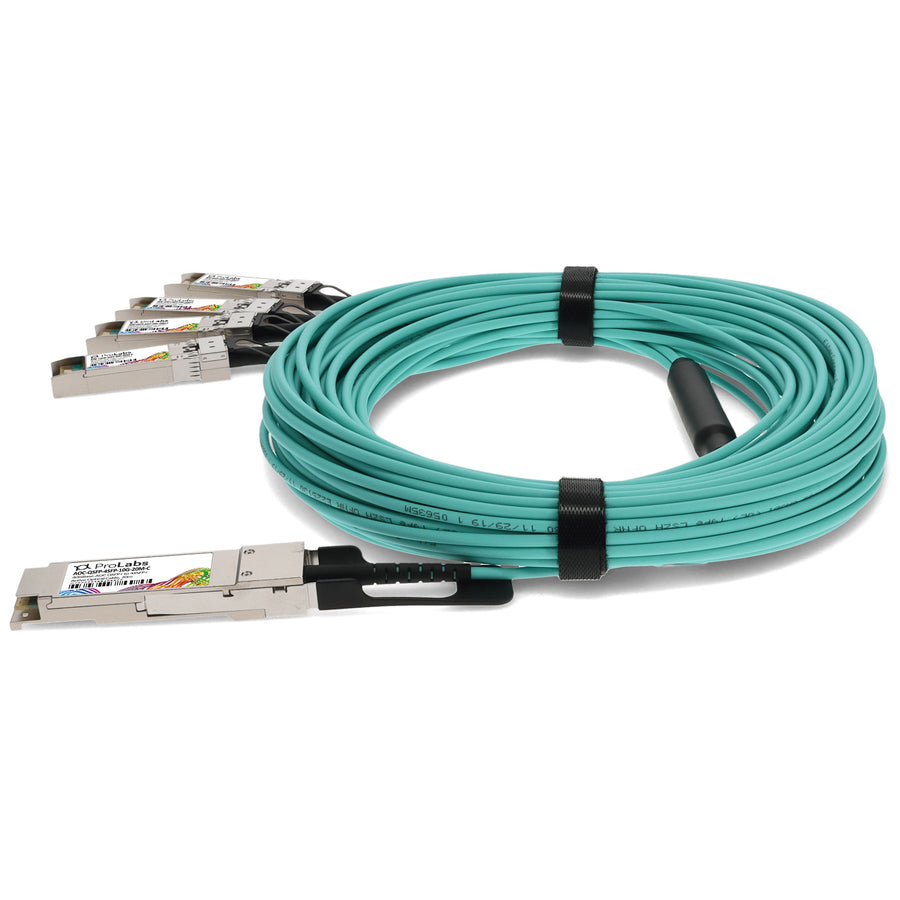 Prolabs Dell Compatible TAA Compliant 40GBase-AOC QSFP+ to 4xSFP+ Active Optical Cable (850nm, MMF, 20m)