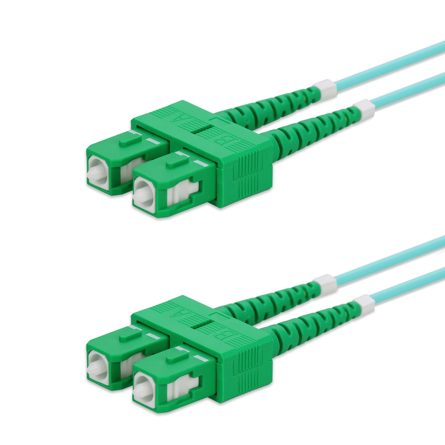  25m ASC to ASC Aqua OM4 Duplex OFNP (Plenum-Rated) Fiber Patch Cable