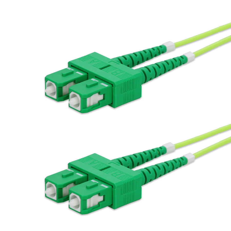  20m ASC to ASC Lime Green OM5 Duplex OFNR (Riser-Rated) Fiber Patch Cable