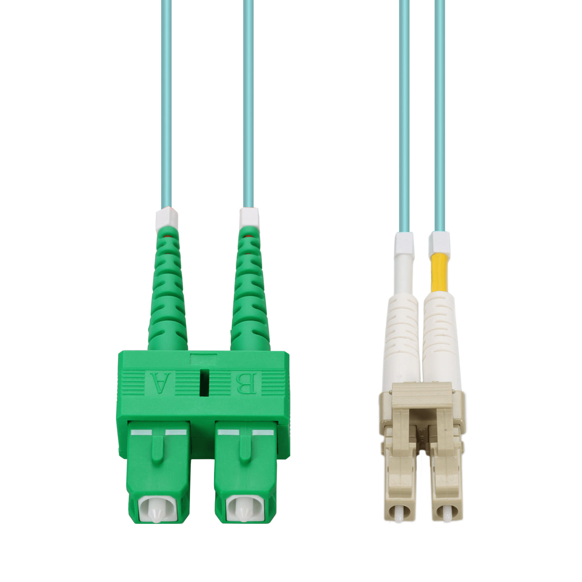  25m ASC to LC Aqua OM4 Duplex OFNR (Riser-Rated) Fiber Patch Cable