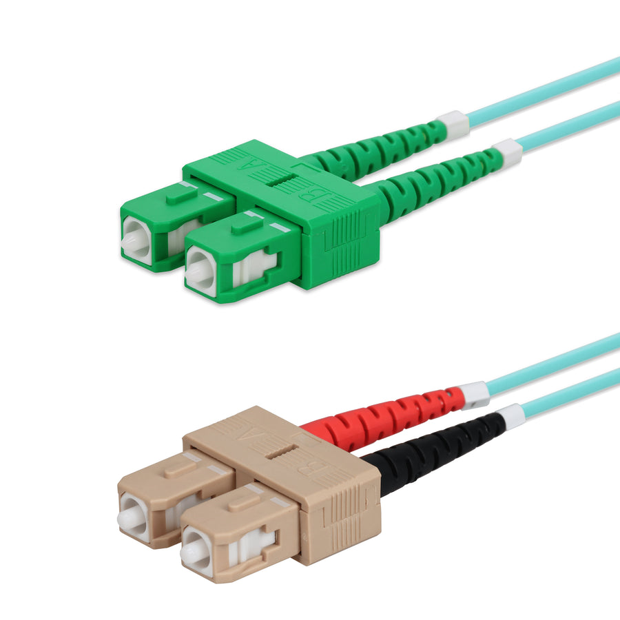  3m ASC to SC Aqua OM4 Duplex OFNP (Plenum-Rated) Fiber Patch Cable