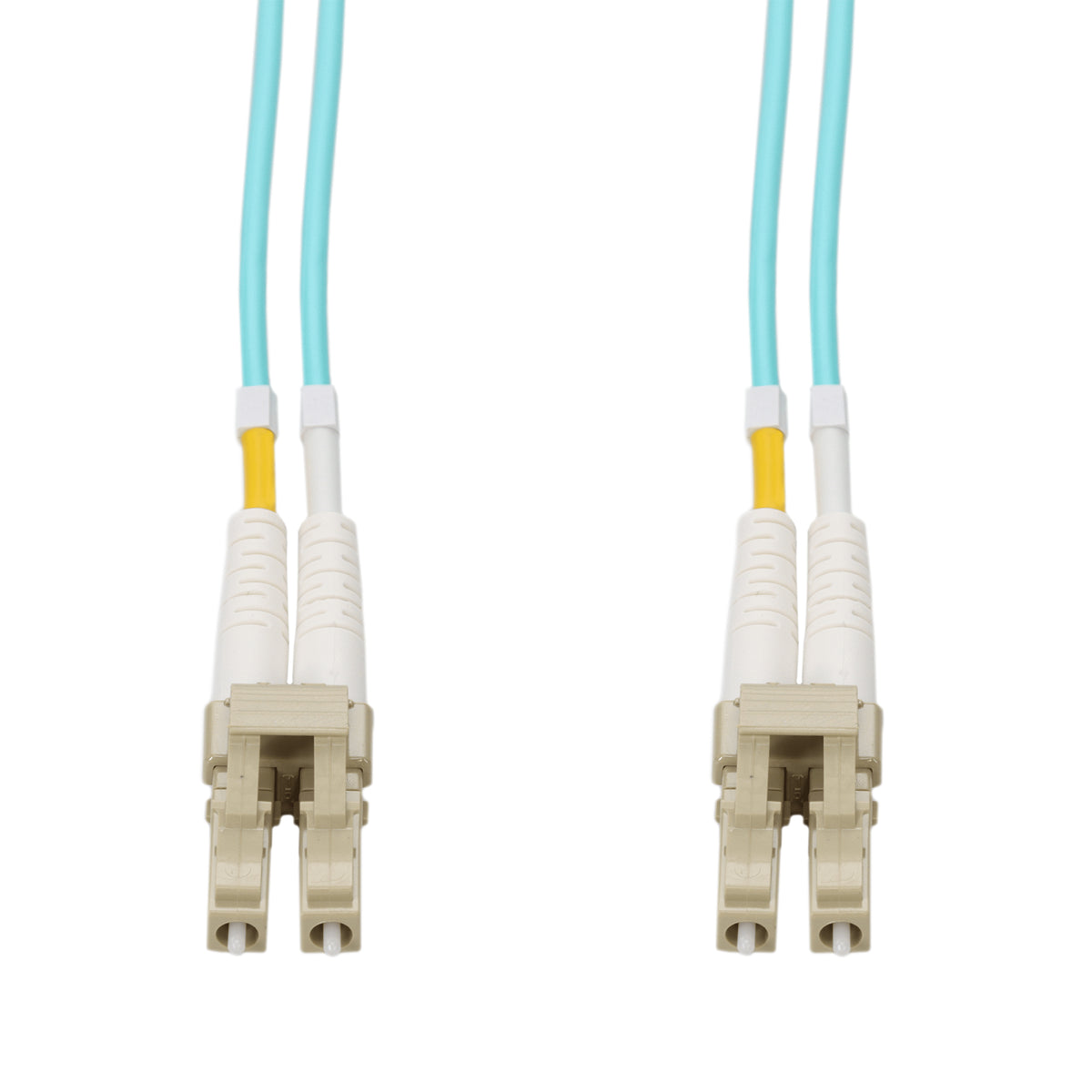  10m LC to LC Aqua OS2 Duplex OFNR (Riser-Rated) SMF Fiber Patch Cable