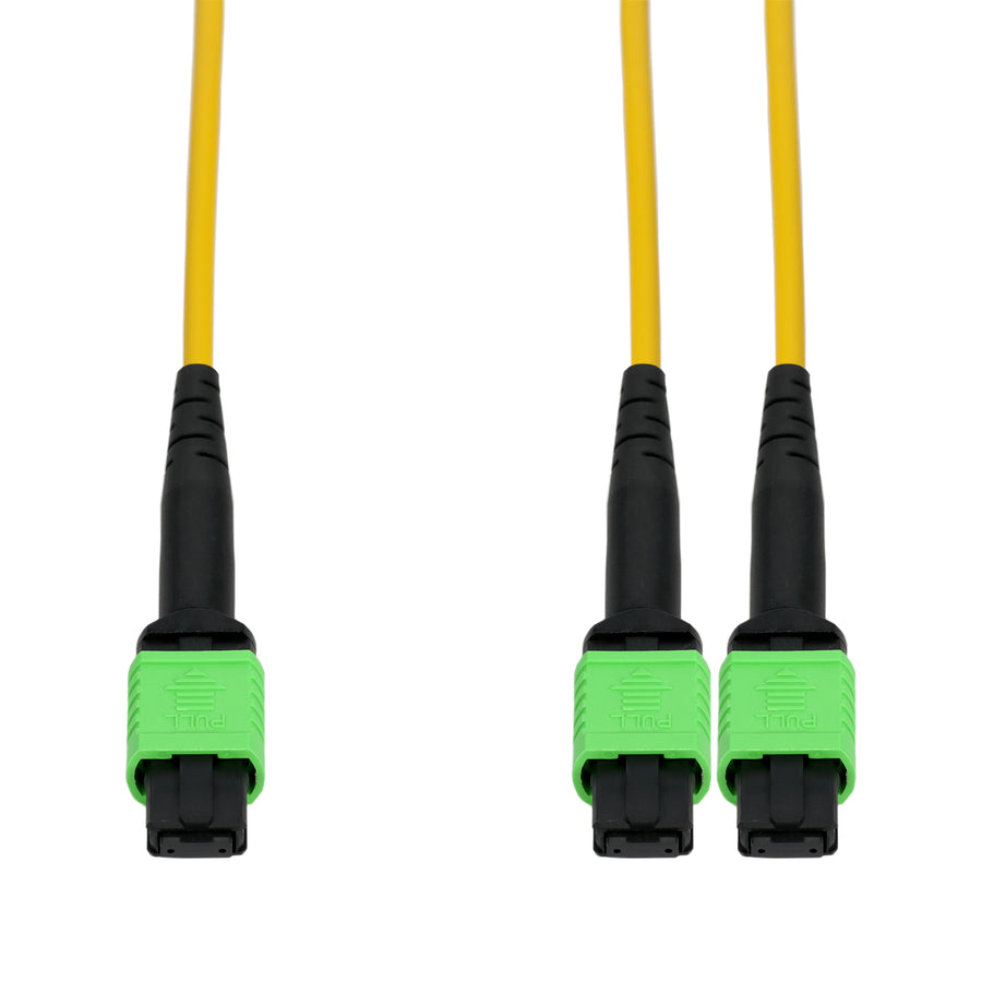  3m MPO/APC to 2xMPO/APC Yellow OS2 OFNR (Riser-Rated) 12-Strand SMF Fiber Patch Cable