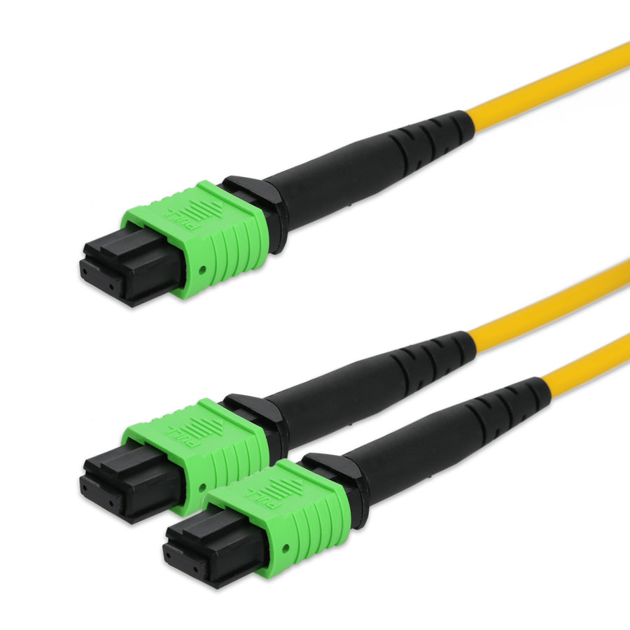  1m MPO/APC to 2xMPO/APC Yellow OS2 OFNR (Riser-Rated) 24-Strand SMF Fiber Fanout Cable
