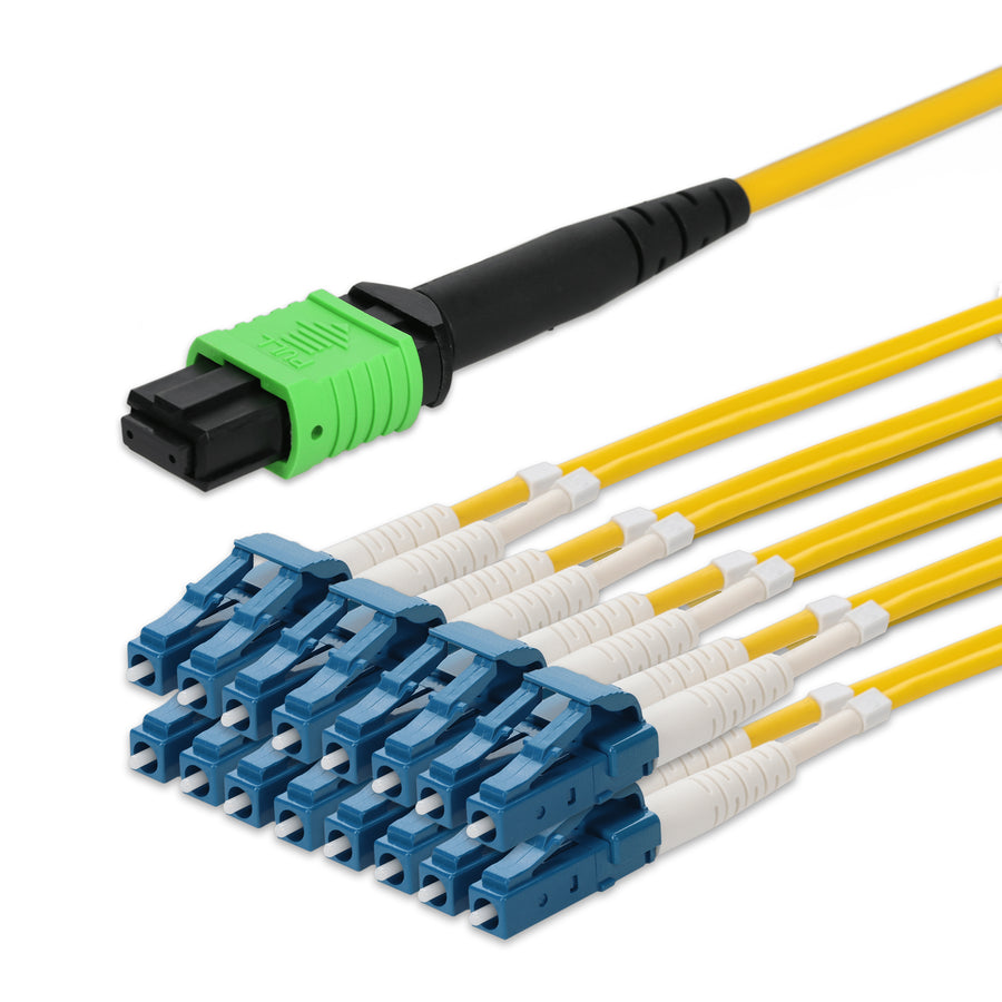  5m MPO/APC to 4xALC Duplex (8xALC)/APC Yellow OS2 LSZH 8-Strand SMF Fiber Fanout Cable