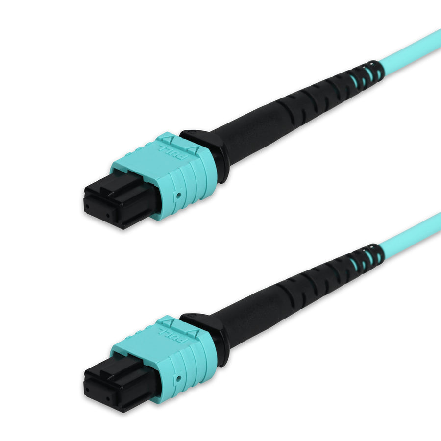  3m MPO/UPC to MPO/UPC Aqua OM3 OFNR (Riser-Rated) 12-Strand Fiber Patch Cable