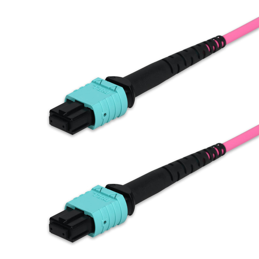  10m MPO/UPC to MPO/UPC Magenta OM4 Armored OFNP (Plenum-Rated) 12-Strand Fiber Patch Cable