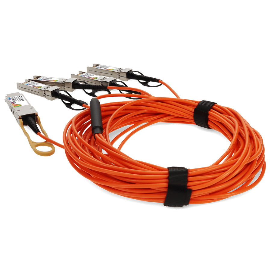 Prolabs MSA and TAA Compliant 40GBase-AOC QSFP+ to 4xSFP+ Orange Active Optical Cable (850nm, MMF, 10m)