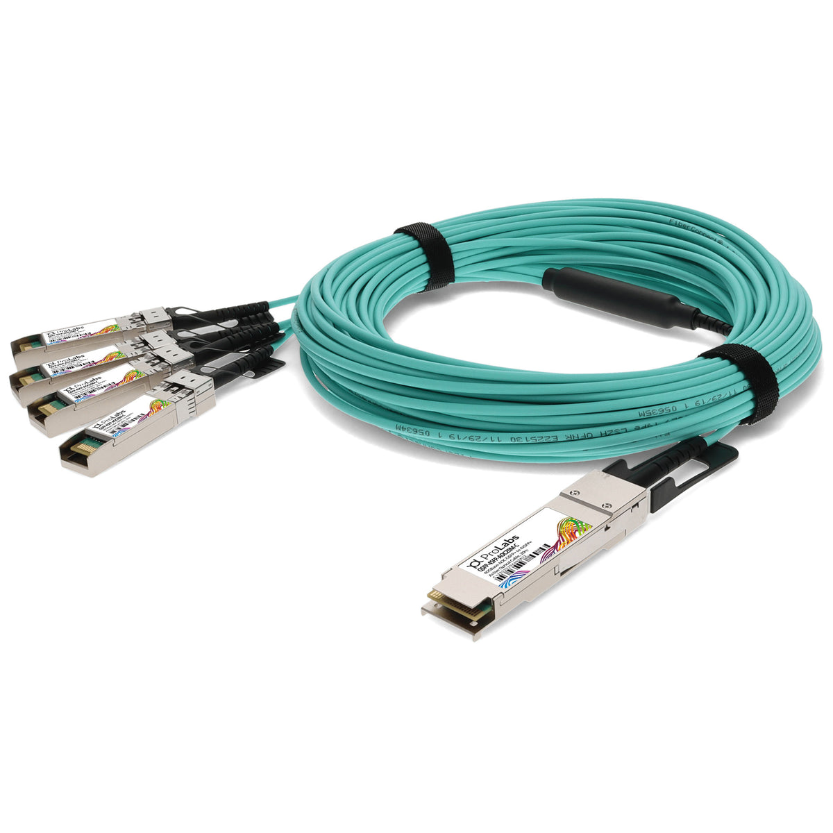Prolabs MSA and TAA Compliant 40GBase-AOC QSFP+ to 4xSFP+ Active Optical Cable (850nm, MMF, 20m)