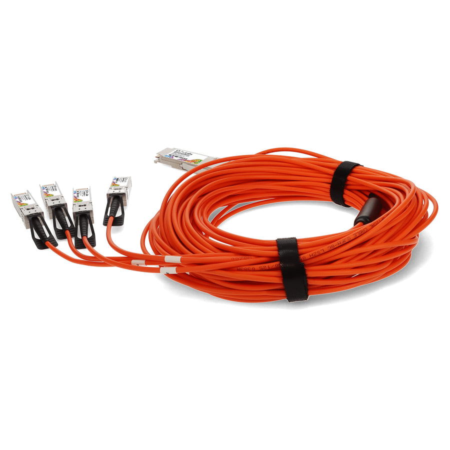 Prolabs MSA and TAA Compliant 40GBase-AOC QSFP+ to 4xSFP+ Orange Active Optical Cable (850nm, MMF, 20m)