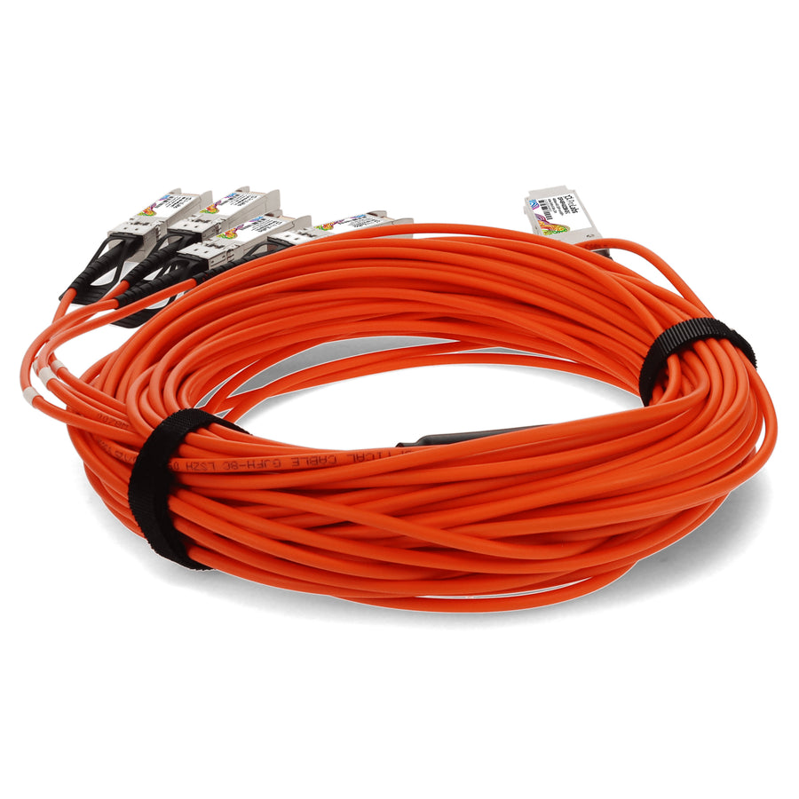 Prolabs MSA and TAA Compliant 40GBase-AOC QSFP+ to 4xSFP+ Orange Active Optical Cable (850nm, MMF, 20m)