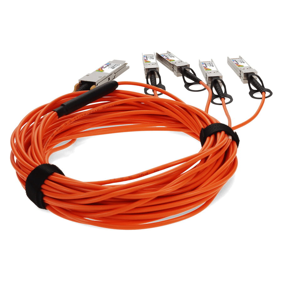 Prolabs MSA and TAA Compliant 40GBase-AOC QSFP+ to 4xSFP+ Orange Active Optical Cable (850nm, MMF, 2m)