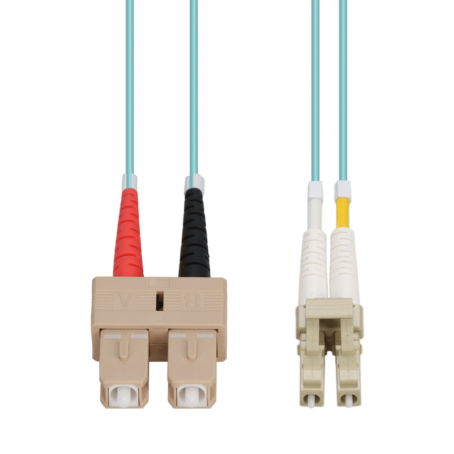  10m SC to LC Aqua OM3 Duplex OFNR (Riser-Rated) Fiber Patch Cable