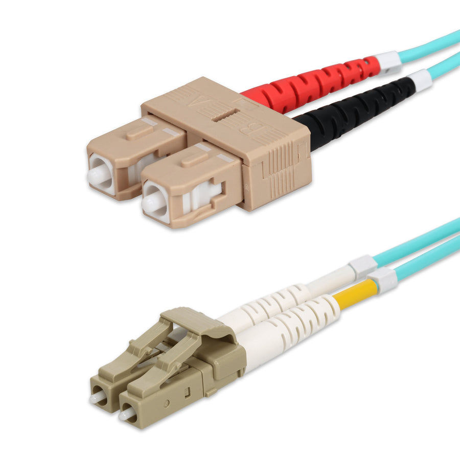  25m SC to LC Aqua OM4 Duplex Armored Fiber Patch Cable