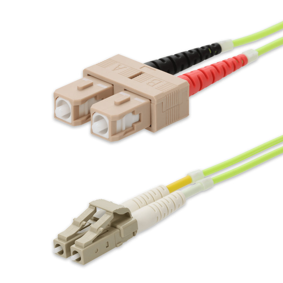 0.5m SC to LC Lime Green OM5 Duplex OFNR (Riser-Rated) Fiber Patch Cable