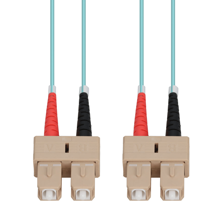  10m SC to SC Aqua OM3 Duplex OFNR (Riser-Rated) Fiber Patch Cable