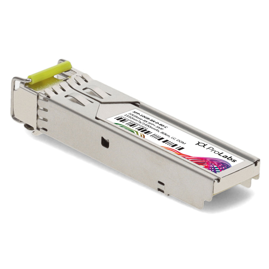 Prolabs MSA and TAA 10GBase-BX SFP+ Transceiver (SMF, 1550nmTx/1490nmRx, 80km, LC, DOM)