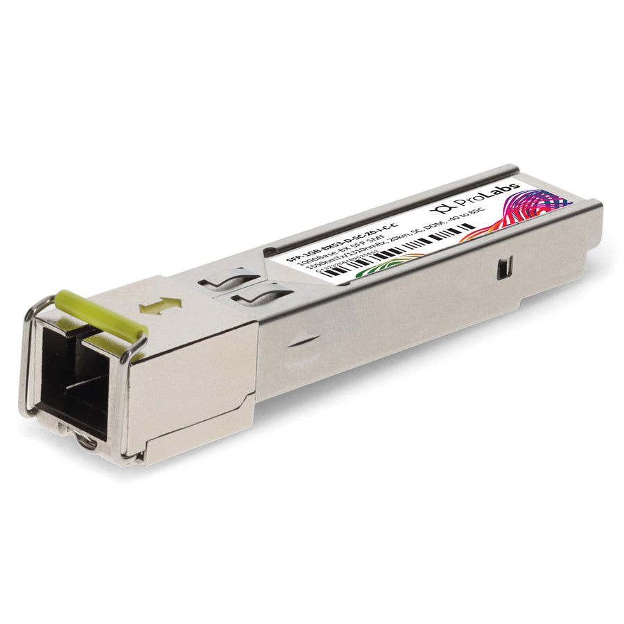 Prolabs Cisco Compatible TAA 1000Base-BX SFP Transceiver (SMF, 1550nmTx/1310nmRx, 20km, SC, DOM, -40 to 85C)