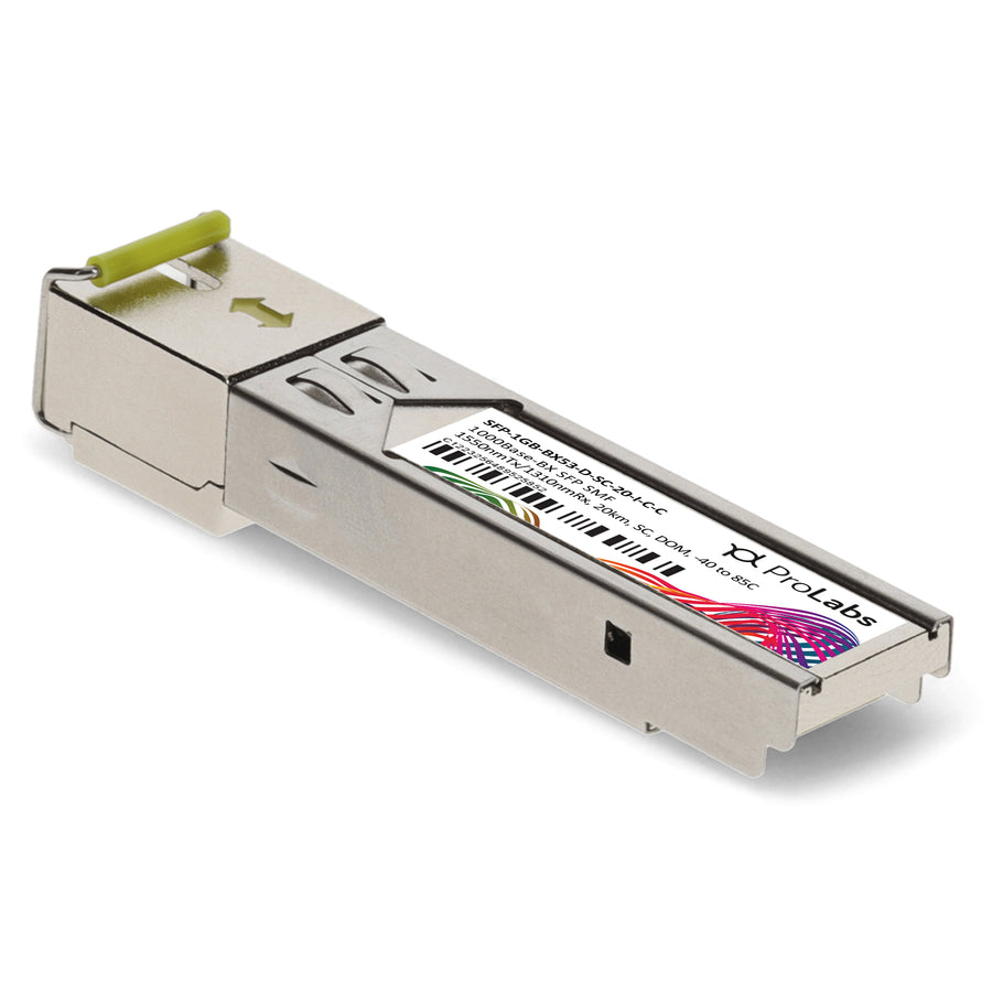 Prolabs Cisco Compatible TAA 1000Base-BX SFP Transceiver (SMF, 1550nmTx/1310nmRx, 20km, SC, DOM, -40 to 85C)