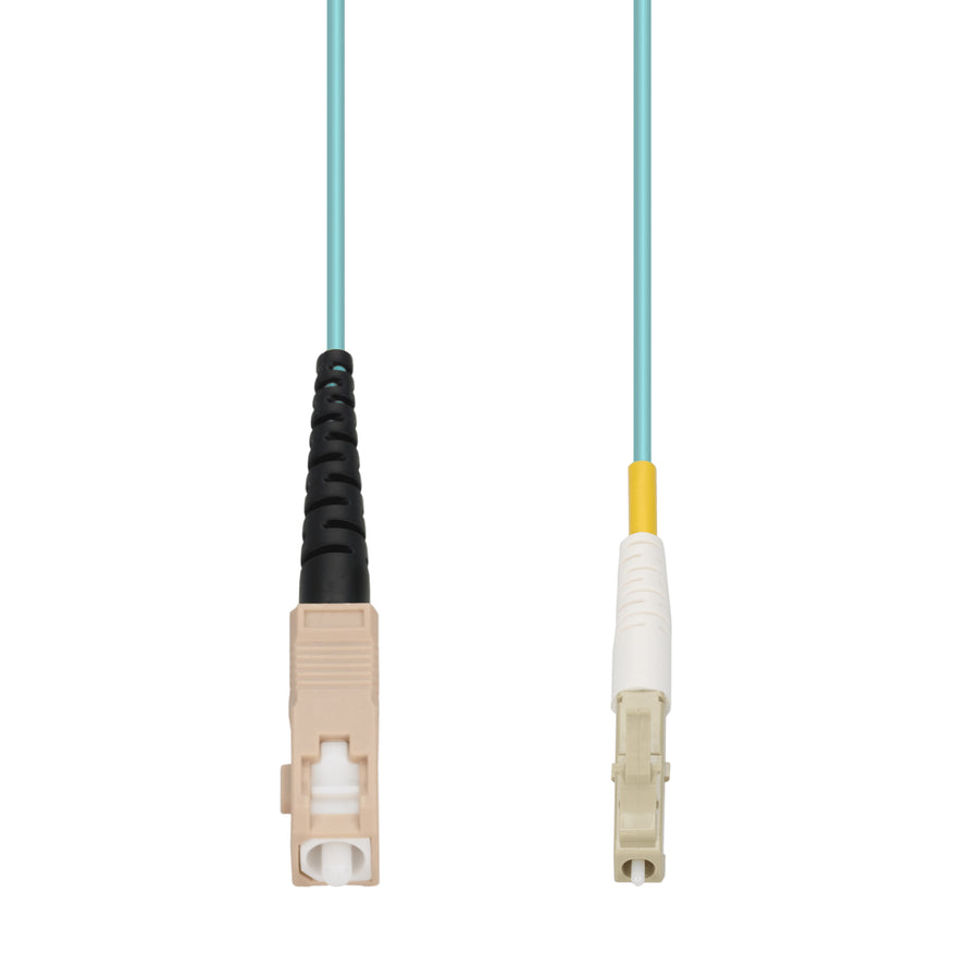 3m SC to LC Aqua OM4 Simplex OFNP (Plenum-Rated) Fiber Patch Cable