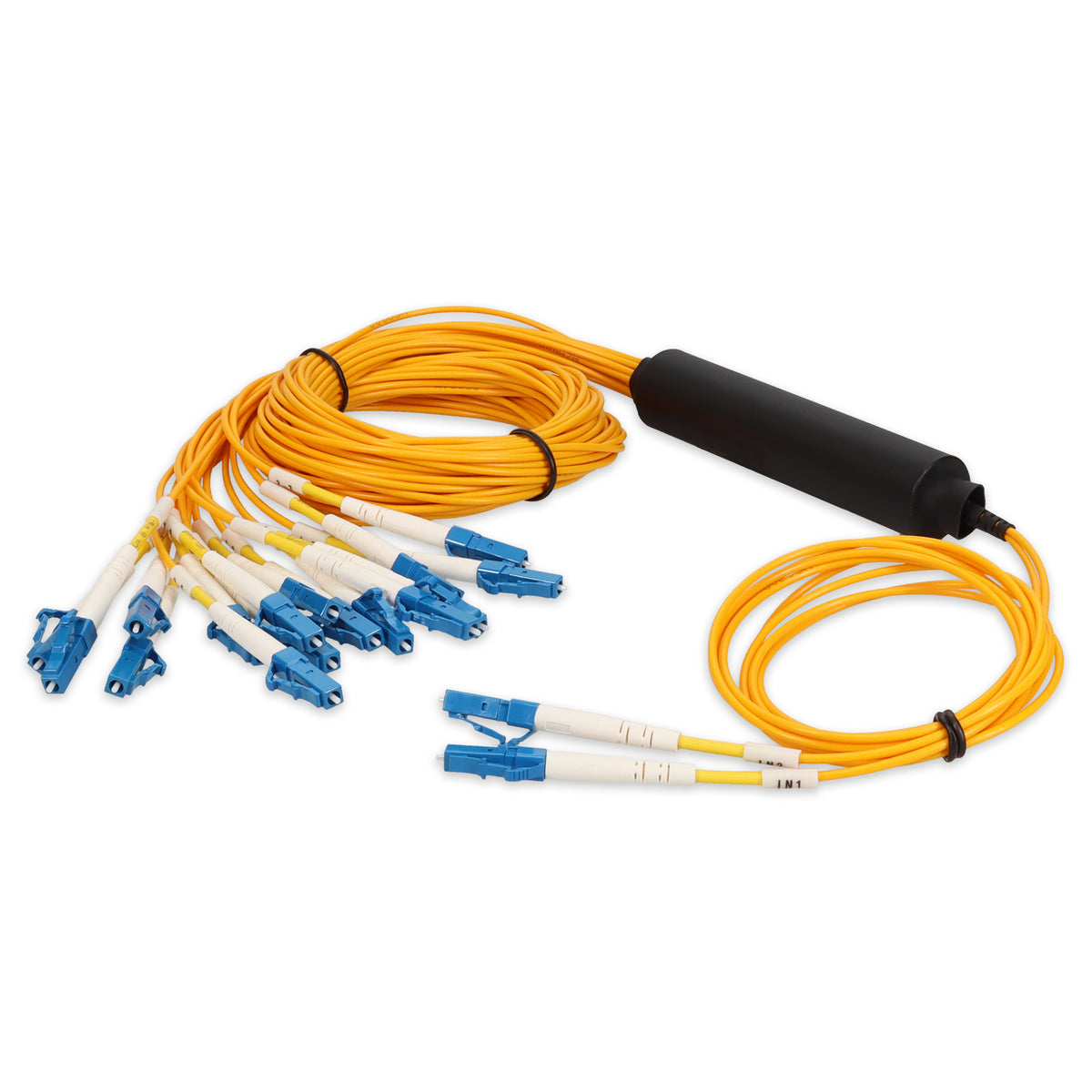  1m LC to 8xLC Yellow OS2 Duplex OFNR (Riser-Rated) SMF Fiber
