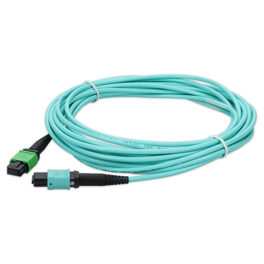  5m MPO/APC to MPO/UPC Aqua OM4 LSZH 12-Strand Fiber Patch Cable