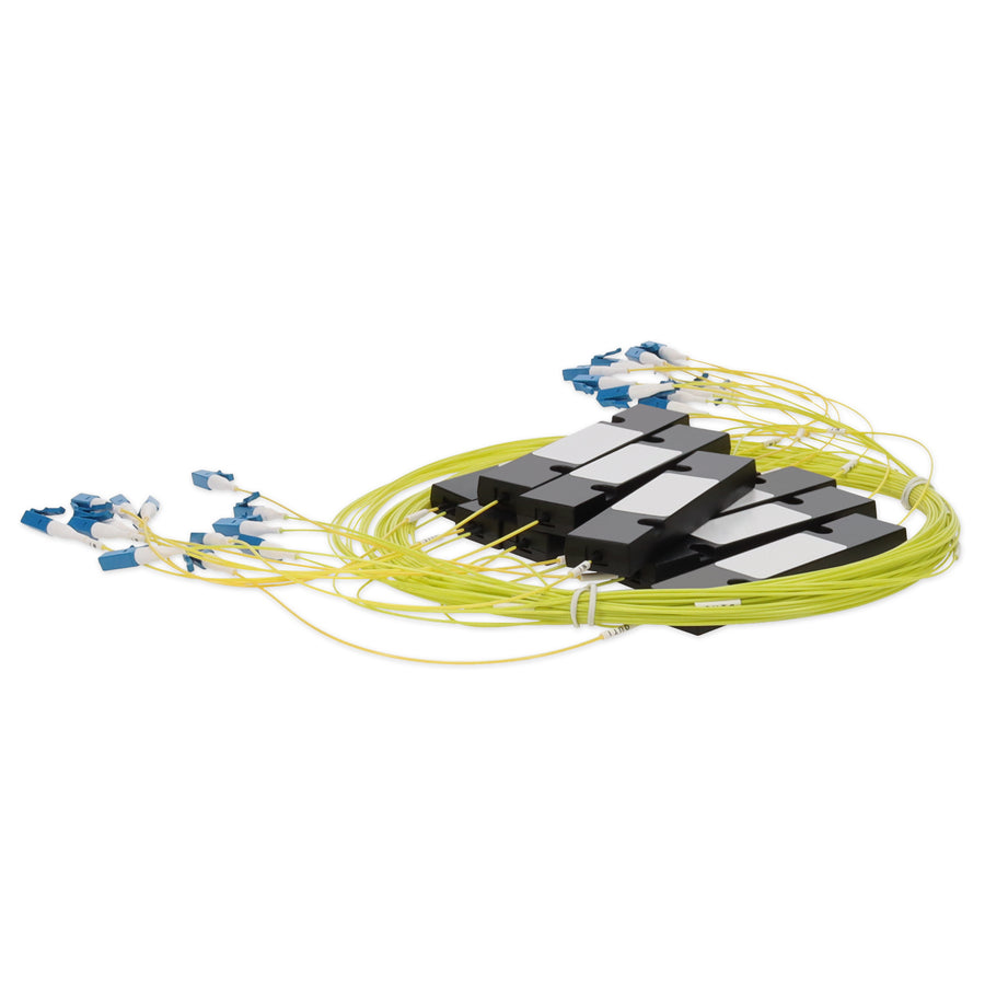  1m LC to 2xLC Yellow OS2 Simplex OFNR (Riser-Rated) SMF Fiber Colorless Splitter Cable with 50/50 Ratio