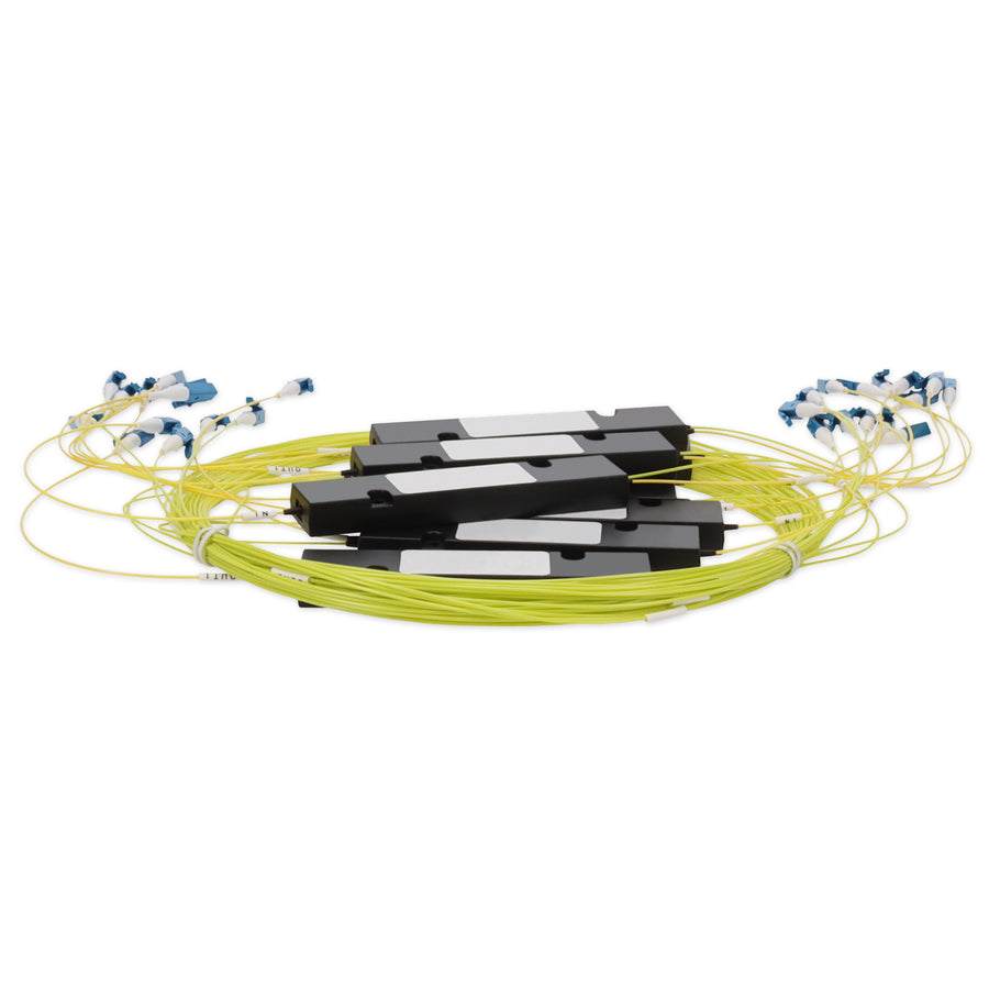  1m LC to 2xLC Yellow OS2 Simplex OFNR (Riser-Rated) SMF Fiber Colorless Splitter Cable with 50/50 Ratio