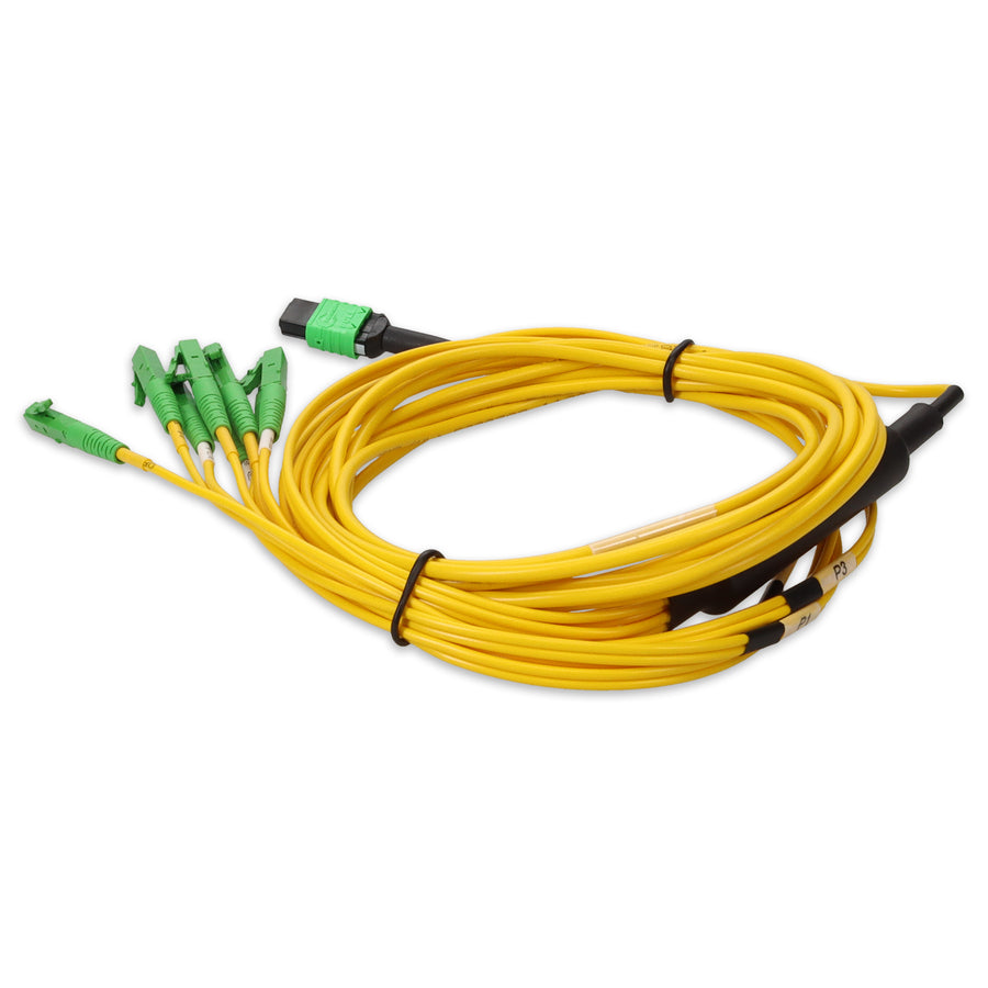  2m MPO/APC to 4xALC Duplex (8xALC)/APC Yellow OS2 OFNR (Riser-Rated) 8-Strand SMF Fiber Fanout Cable