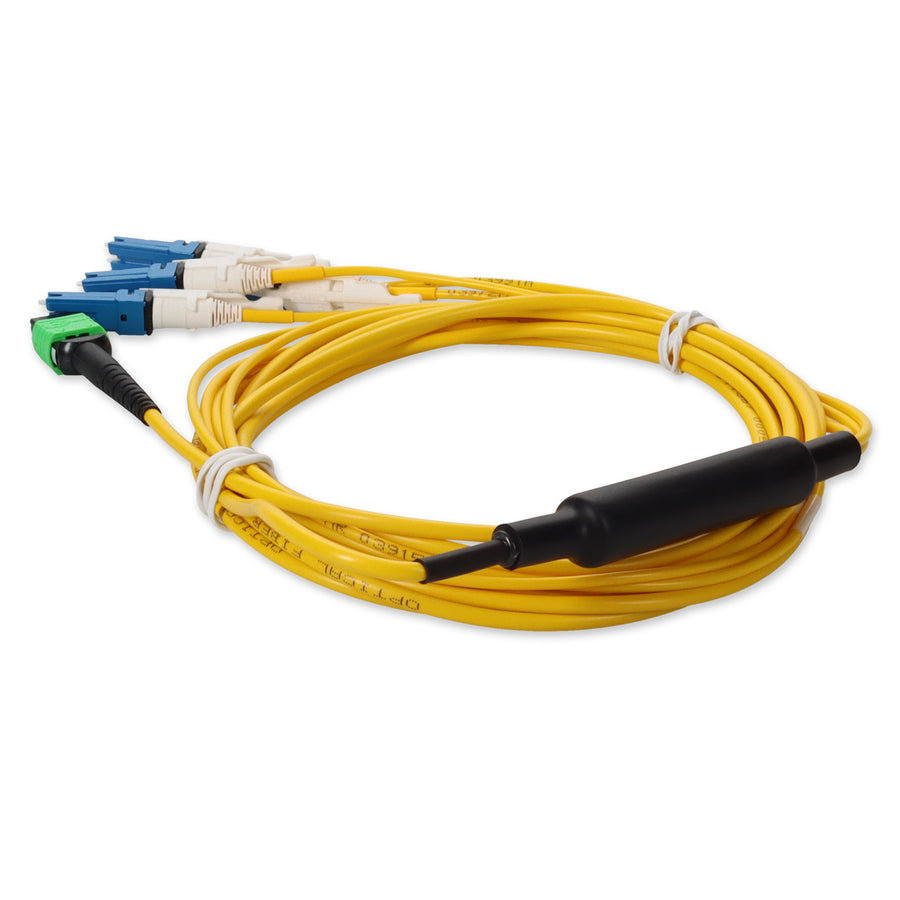 3m MPO/APC to 4xCS Duplex (8xCS)/UPC Yellow OS2 OFNR (Riser-Rated) 8-Strand SMF Fiber Fanout Cable