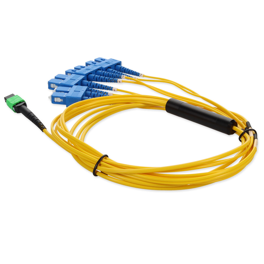  2m MPO/APC to 4xSC Duplex (8xSC)/UPC Yellow OS2 OFNR (Riser-Rated) 8-Strand SMF Fiber Fanout Cable