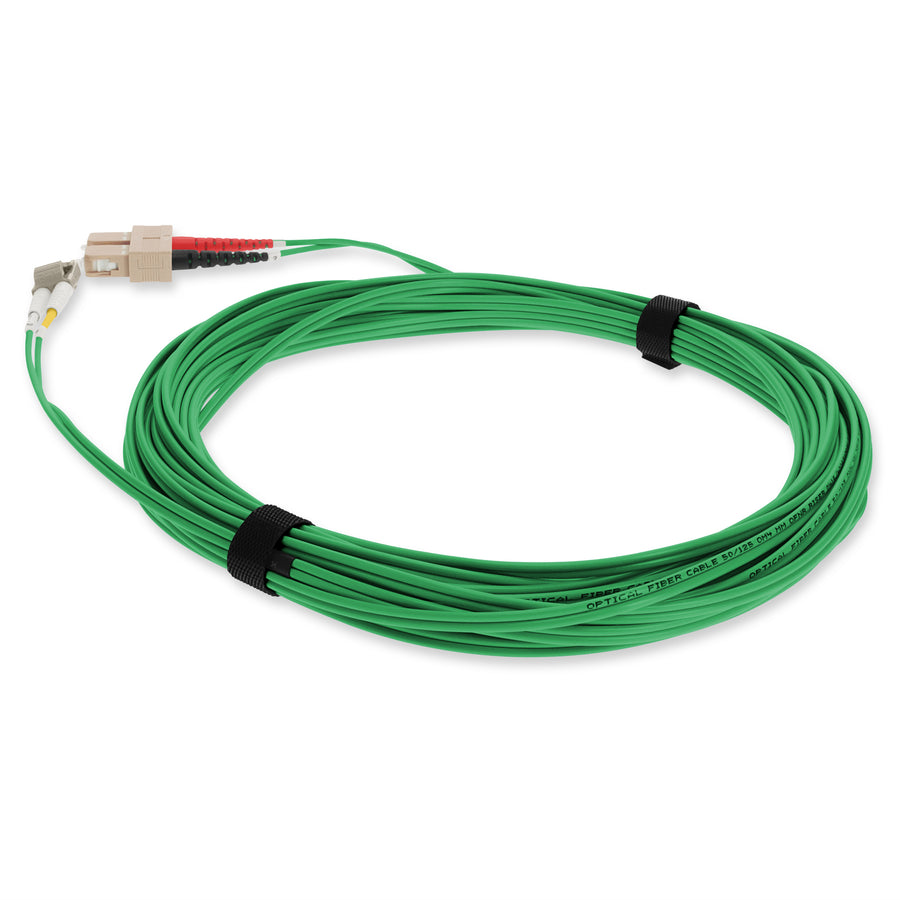  10m SC to LC Green OM4 Duplex OFNR (Riser-Rated) Fiber Patch Cable