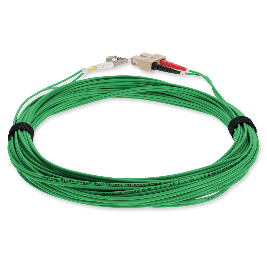  10m SC to LC Green OM4 Duplex OFNR (Riser-Rated) Fiber Patch Cable