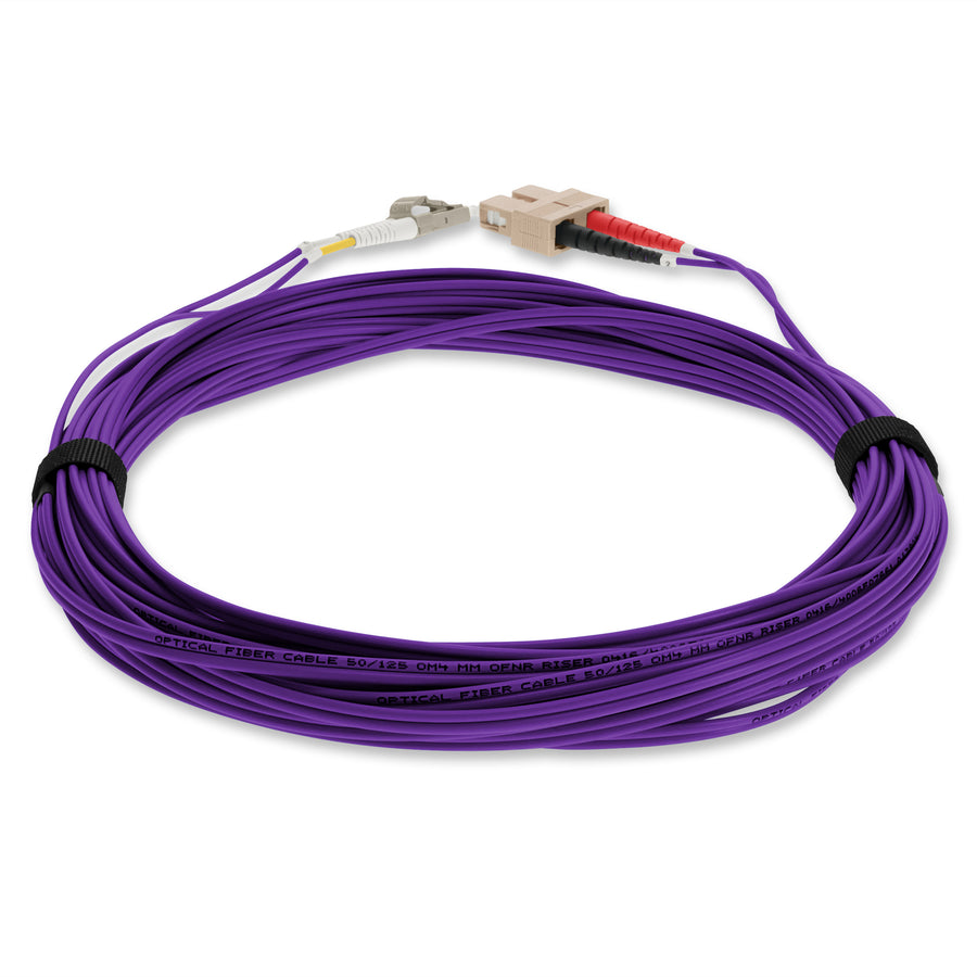  10m SC to LC Purple OM4 Duplex OFNR (Riser-Rated) Fiber Patch Cable